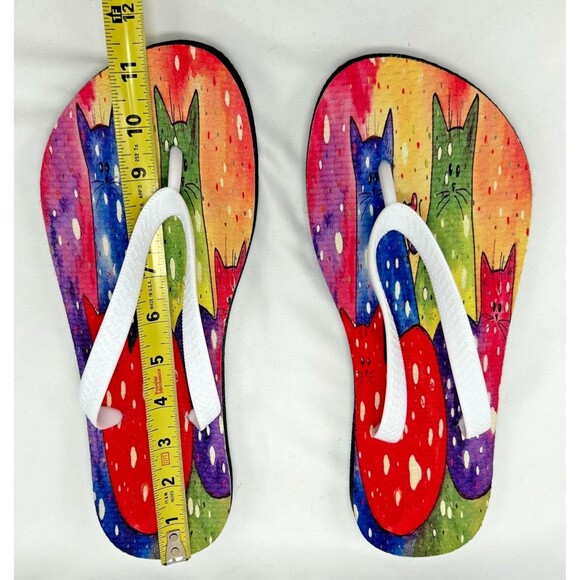 NEW Rainbow Cat Flip Flops Thongs Flat Slip-On Rubber/Foam Sandals Mens Sz 10/11 - Picture 5 of 6